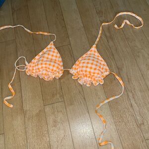 Orange gingham bikini top